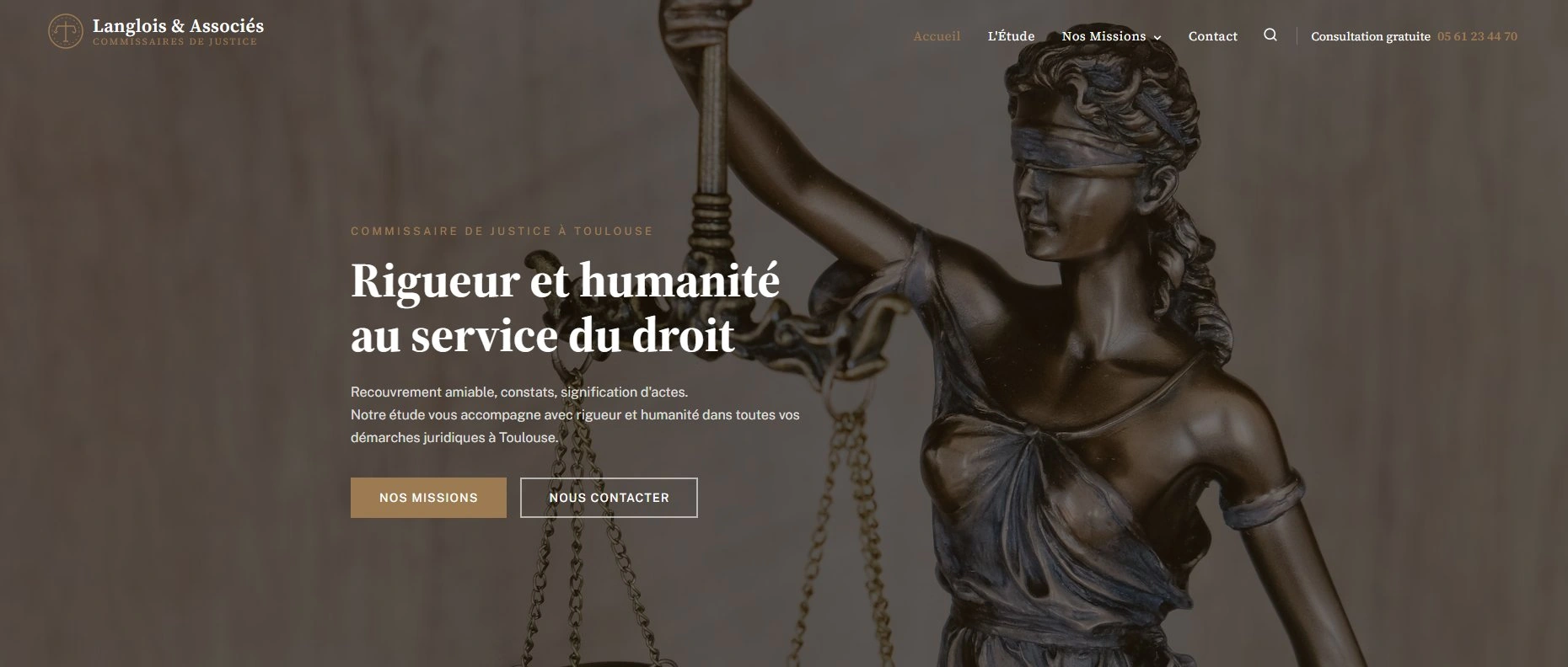 Site web agente de execução — página inicial